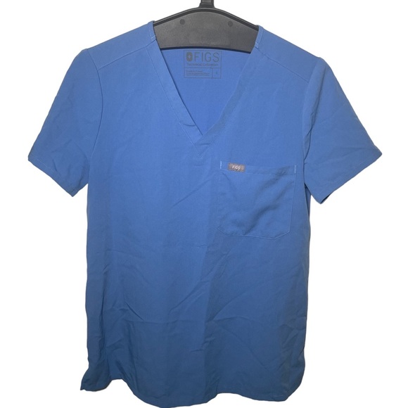 Figs | Catarina V-Neck Short Sleeve One Pocket Scrub Top Ceil Blue Size small - Picture 1 of 4
